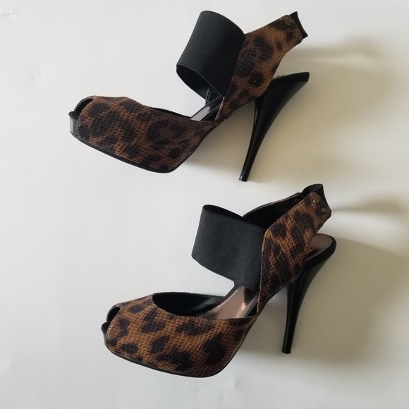 Simply Vera, Vera Wang Brown Animal Print Open Toe Stiletto 8.5 - Picture 8 of 11